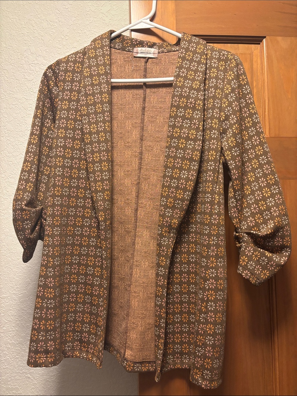 Altar'd State Brown Floral-Print Open Front Blazer